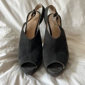 Prada Platform Heels Mules Slingback Suede